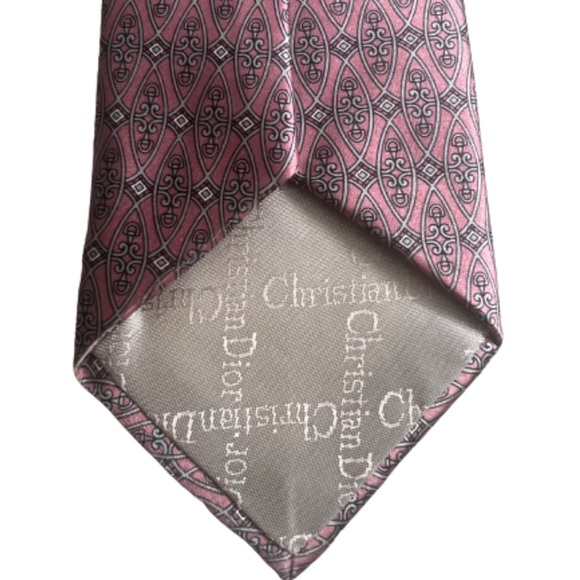 NEW RARE CHRISTIAN DIOR PINK SILK PRINT TIE - Picture 5 of 5